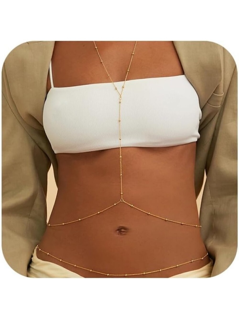 🆕 24k Gold Plated Waist Chain Women Gold 14K Sexy Layered Belly Crossover